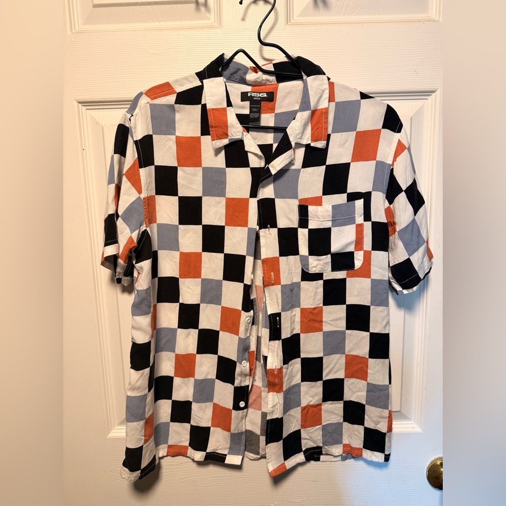 RSQ Multicolor Checkered Button Down Shirt